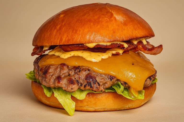 Burger und Pommes vom Food Truck